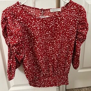Red Paper and Crane blouse with roused sleeves